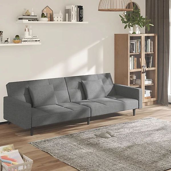 Vidaxl Schlafsofa 2-sitzer Mit 2 Kissen Hellgrau Stoff günstig online kaufen