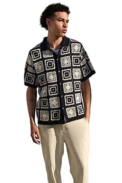 Next Poloshirt Relaxed Fit Kurzarmhemd mit Strick-Häkelmuster (1-tlg) günstig online kaufen