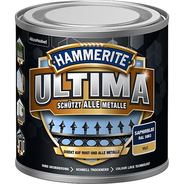 Hammerite Metallschutz-Lack Ultima Matt 250 ml Saphirblau RAL5003 günstig online kaufen
