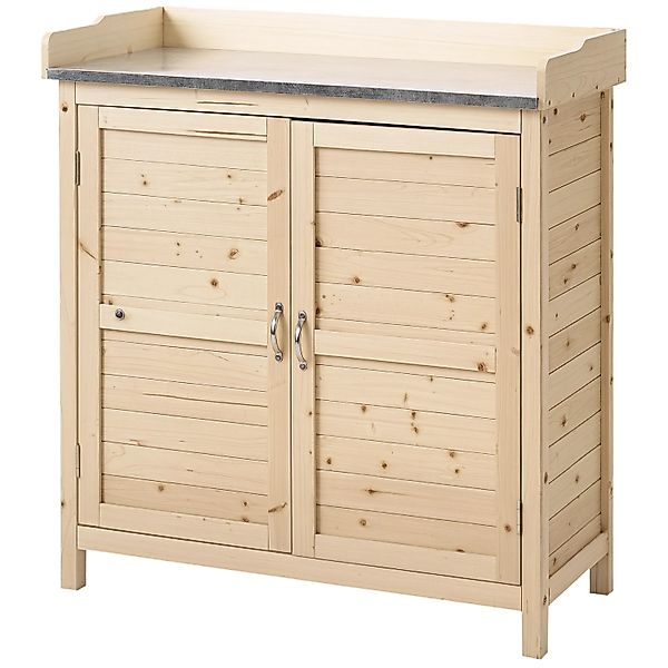 Outsunny Gartenschrank mit 2 Einlegeböden Natur 83 x 40 x 92 cm günstig online kaufen