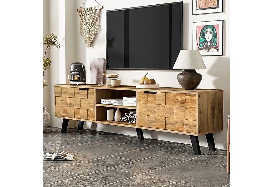 STILVORA Wohnzimmer-Set mit offenen Fächer,Lowboard Fernsehschrank mit Dämp günstig online kaufen