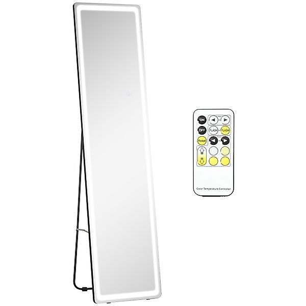 HOMCOM Standspiegel mit LED-Licht, freistehend, Aluminium, günstig online kaufen