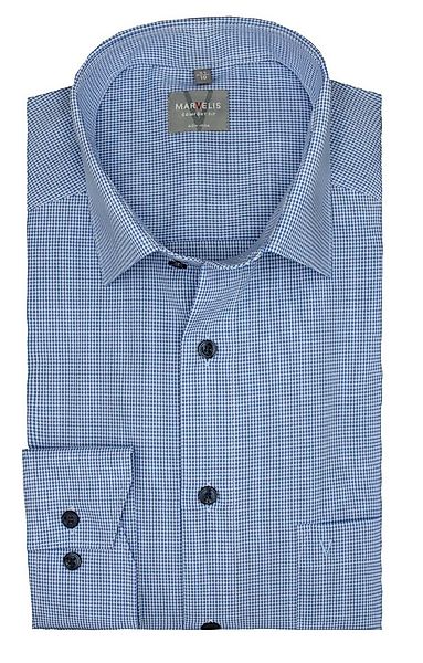 MARVELIS Businesshemd Comfort Fit, Blau Weiß kariert, Bügelfrei, New Kent K günstig online kaufen