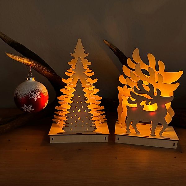 Online-Fuchs LED-Dekofigur - 2er Set Weihnachtsfiguren günstig online kaufen