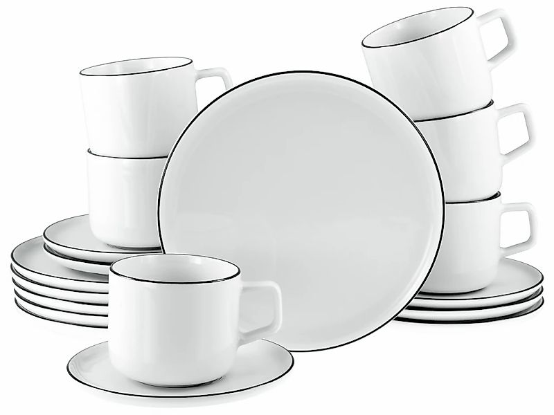CreaTable Kaffeeservice "Chef Collection Black Line, Kaffee-Service 18-tlg" günstig online kaufen