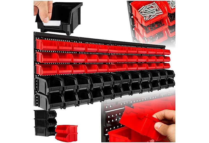 tectake Regal 2er Set Wandregal Stapelboxen, 2er Set 2-tlg., 62-teilig günstig online kaufen