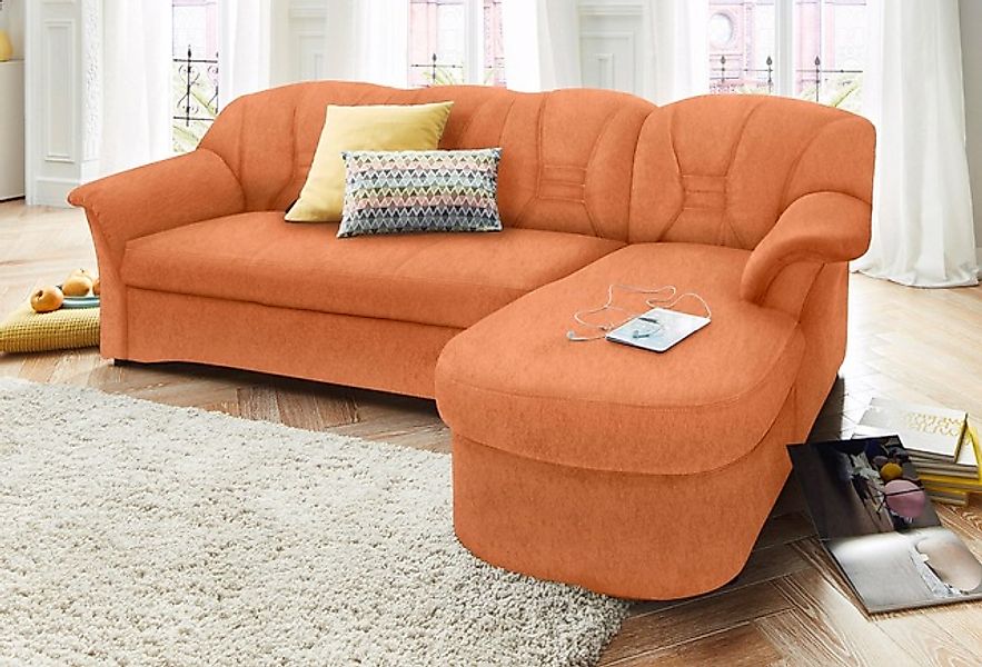 DOMO collection Ecksofa »Elva, zeitlose Formensprache, elegante Rückenstepp günstig online kaufen