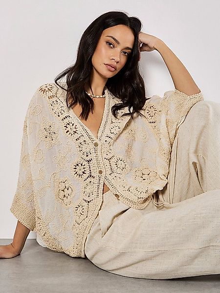 Apricot Cardigan Gesticktes Hemd mit Ösen mit Ösenverschluss günstig online kaufen