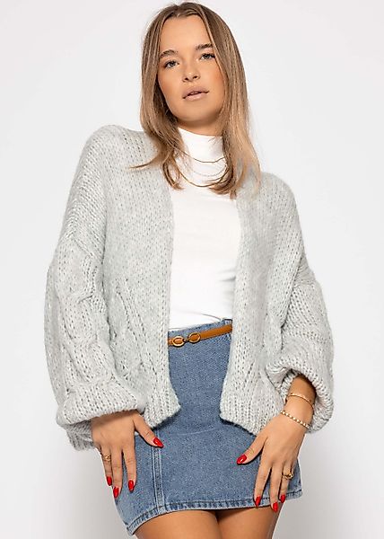 SASSYCLASSY Cardigan Oversize Cardigan mit Zopfmuster-Detail günstig online kaufen