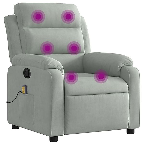 vidaXL Sessel Massage-Relaxsessel, hellgrauer Samt (1-St) günstig online kaufen