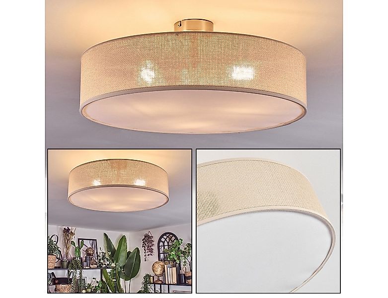 hofstein Deckenleuchte Deckenlampe aus Metall/Papiergeflecht/Stoff/Kunststo günstig online kaufen