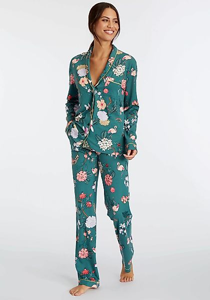 LASCANA Pyjama, (Set, 2 tlg.), mit elegantem Blumenmuster günstig online kaufen