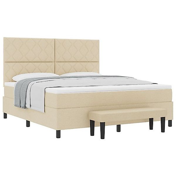 vidaXL Bett Boxspringbett mit Matratze & Bank Creme 180x200 cm Stoff (2-tlg günstig online kaufen