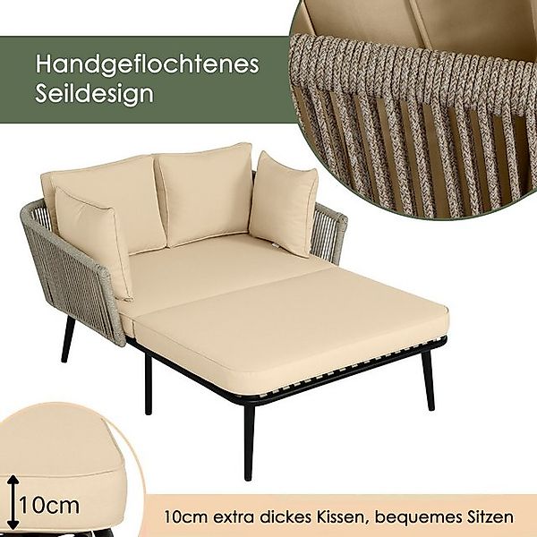 Merax Loungebett, Modularer Terrassenmöbel Balkonmöbel-Set mit 2 Sofas, 4 K günstig online kaufen