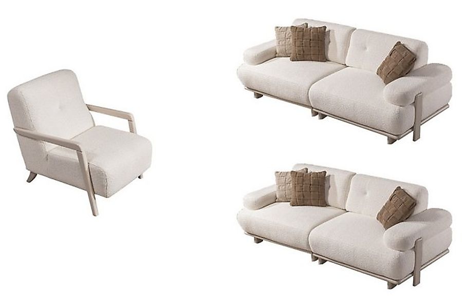 Villa Möbel Polstergarnitur Bully Creme Sofa Set, (Set, 3-tlg), mit Relax-/ günstig online kaufen