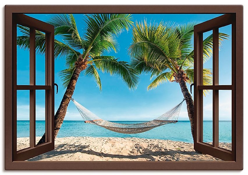 Artland Wandbild "Fensterblick Palmenstrand Karibik" Amerika 1 Stk. tlg. al günstig online kaufen