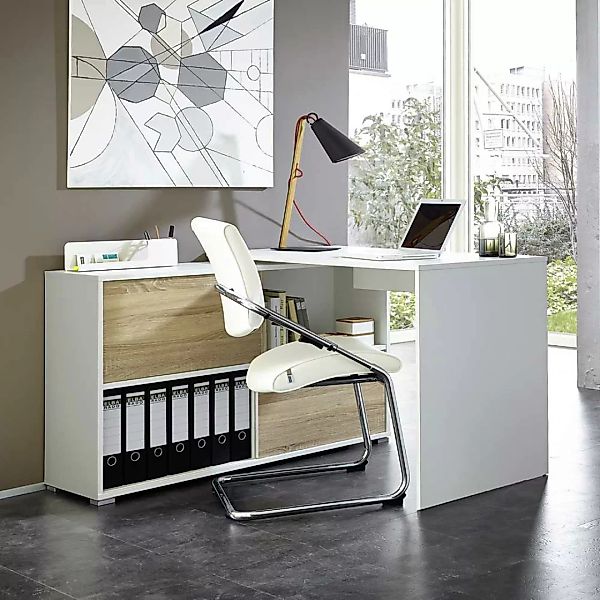 Büro Schreibtisch mit Regalteil 120 cm breit günstig online kaufen