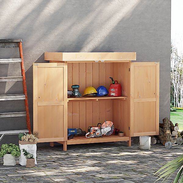 Outsunny Gartenschrank  Geräteschrank mit Doppeltür, 2 Fächer, wetterfest, günstig online kaufen