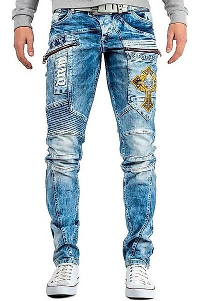 Cipo & Baxx Bikerjeans Herren Hose BA-CD293 W38/L34 (1-tlg) mit Kreuz Aufnä günstig online kaufen