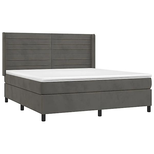 vidaXL Boxspringbett mit Matratze & LED Dunkelgrau 180x200 cm Samt 3139638 günstig online kaufen