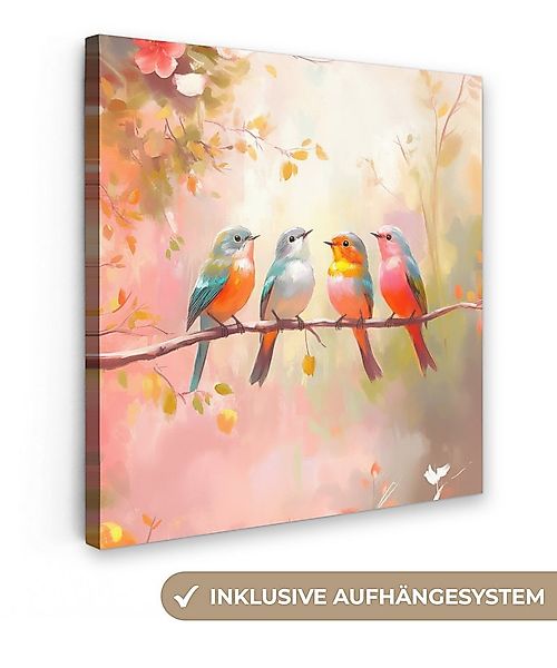 OneMillionCanvasses® Leinwandbild Vögel - Bunt - Zweig, Fotodruck (1 St), W günstig online kaufen