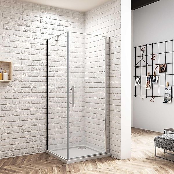 Duschparadies Eckdusche H:185cm Pendeltür mit Seitenwand günstig online kaufen