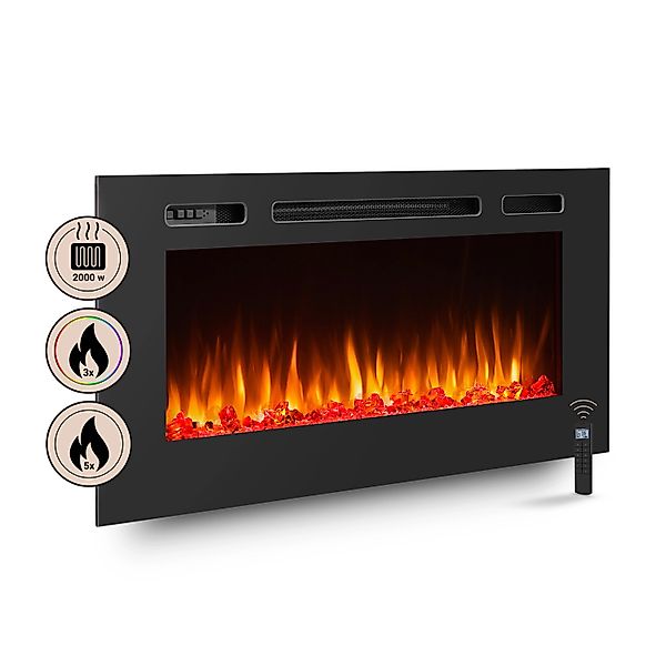 BALDERIA FI-40 Elektrokamin Einbaukamin Heizung 3D-Flammeneffekt Schwarz günstig online kaufen