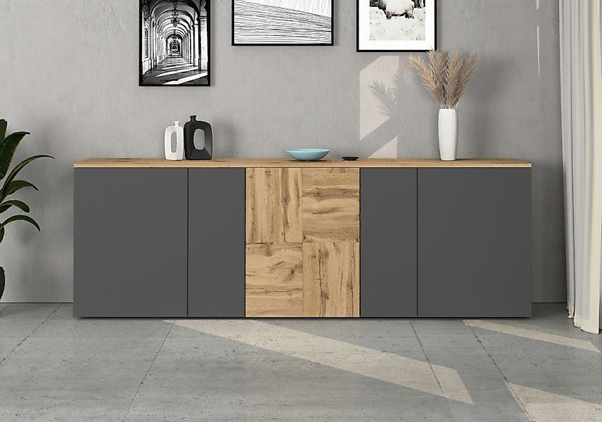 OTTO home Sideboard "ISEO, Kommode, Schrank, Sideboard, Lowboard, 6 Fächer, günstig online kaufen