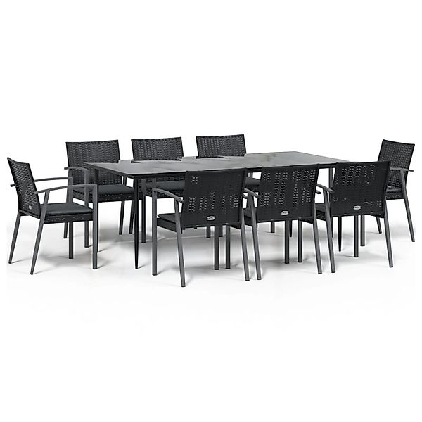 vidaXL 9-Tlg Garten-Essgruppe mit Kissen Poly Rattan und Stahl 3186984 günstig online kaufen