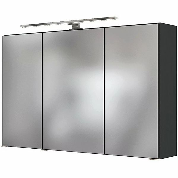 Held Möbel 3D-Spiegelschrank Ferrara100 cm matt Grau-Graphitgrau günstig online kaufen