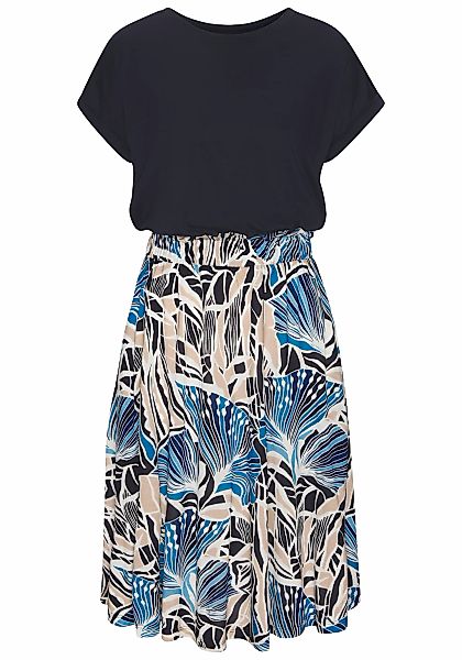 LASCANA Jerseykleid mit Paperbag-Bund und bedrucktem Rock, kurzärmliges Som günstig online kaufen