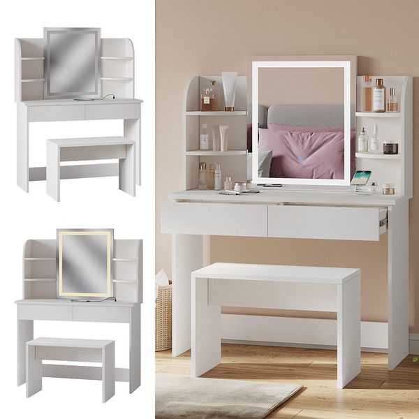 Vicco Schminktisch Charlotte, Weiß, 106 cm günstig online kaufen