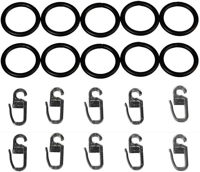 Liedeco Gardinenring, Gardinenstangen, (Set, 10-St., mit Faltenlegehaken), günstig online kaufen