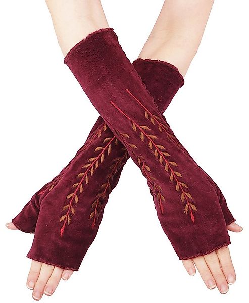 PUREWONDER Armstulpen Bestickte Armstulpen aus Samt, Pulswärmer Handstulpen günstig online kaufen