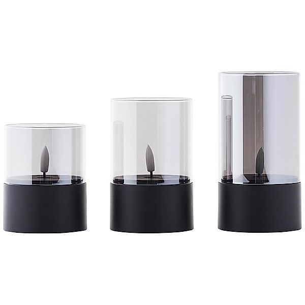 LED Batterie Tischleuchte Bougie in Rauchglas und Schwarz IP44 günstig online kaufen