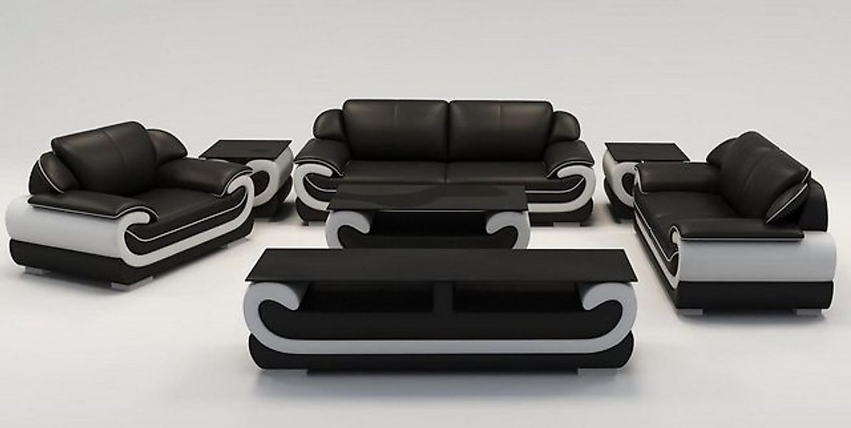 JVmoebel Sofa Schwarze Leder Wohnlandschaft 3+2 Sitzer Design Moderne Sofas günstig online kaufen