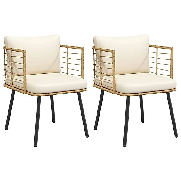 vidaXL Gartenstühle 2 Stk mit Kissen Natur Poly Rattan 3328657 günstig online kaufen