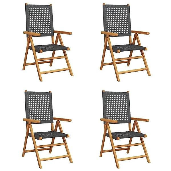 vidaXL Gartenstuhl Verstellbar 4 Stk Schwarz Poly Rattan Massivholz 3214520 günstig online kaufen