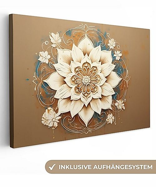 OneMillionCanvasses® Leinwandbild Mandala - Blumen - Weiß - Braun, Fotodruc günstig online kaufen