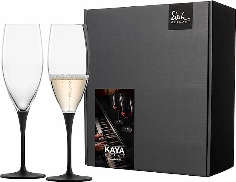 Eisch Germany Champagnerglas »KAYA BLACK«, (Set, 2 tlg., 2 Champagnergläser günstig online kaufen
