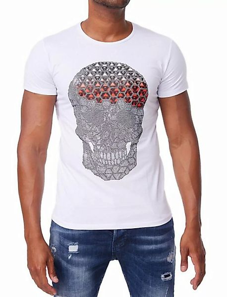 TRUENO T-Shirt Lässiges Herren Kurzarm T-Shirt mit besonderem Totenkopf Mot günstig online kaufen