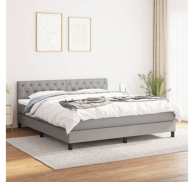 vidaXL Boxspringbett Boxspringbett mit Matratze Hellgrau 160x200 cm Stoff B günstig online kaufen