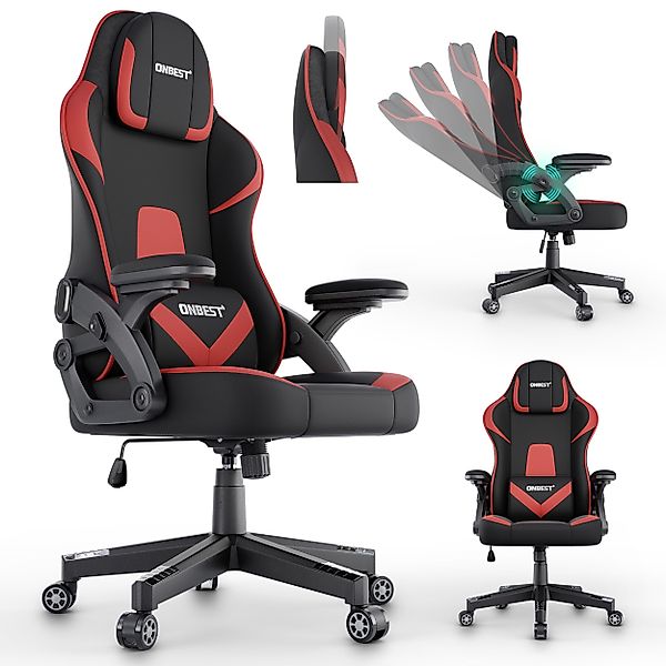 Onbest Gaming-Stuhl ergonomisch mit Lordosenkissen bis günstig online kaufen