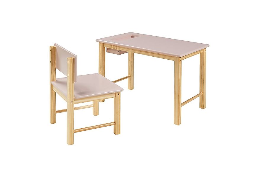 en.casa Kinderschreibtisch (Set, 2-St), »Skjåk« mit Stuhl Holz / Rosa günstig online kaufen