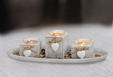 Spetebo Kerzentablett Teelichthalter Deko Set 8-teilig günstig online kaufen