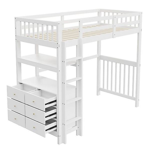 STILVORA Kinderbett 90×200 Bettgestell mit Stauraum und Regale,Jugendbett o günstig online kaufen