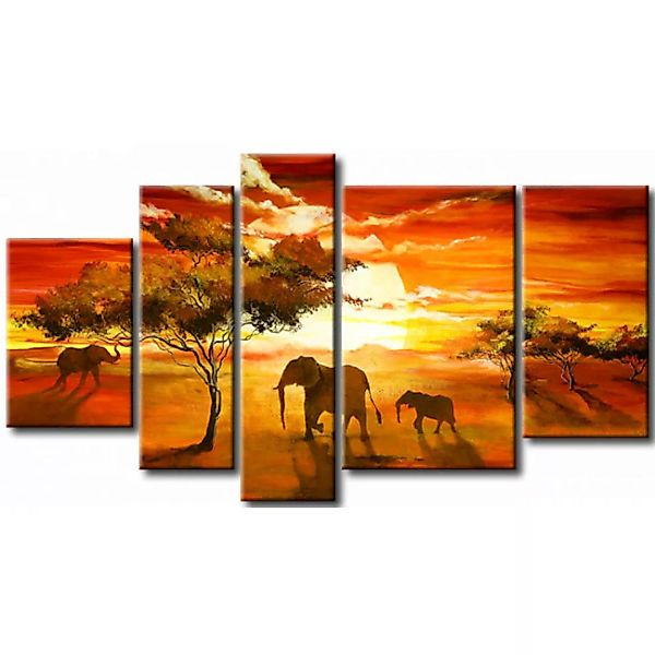 Wandbild Sonnenuntergang und Elefanten  XXL günstig online kaufen