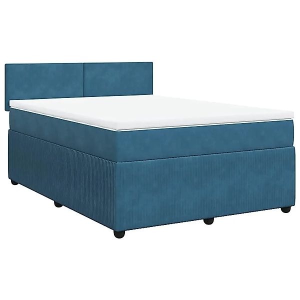 vidaXL Boxspringbett mit Matratze Blau 140x200 cm Samt 3287756 günstig online kaufen