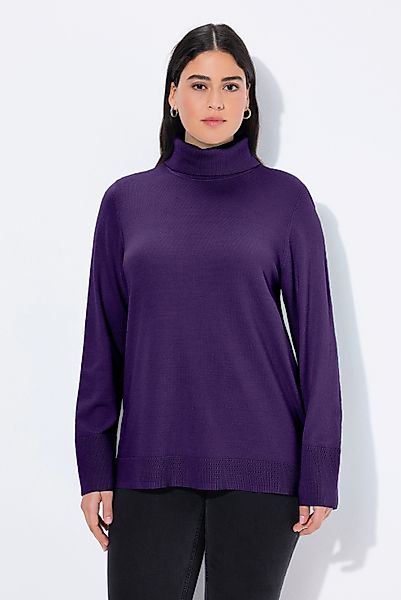 Ulla Popken Strickpullover Rollkragenpullover breite Rippbündchen günstig online kaufen