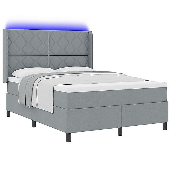 vidaXL Bett LED Boxspringbett mit Matratze Hellgrau 160x200 cm Stoff (1-tlg günstig online kaufen
